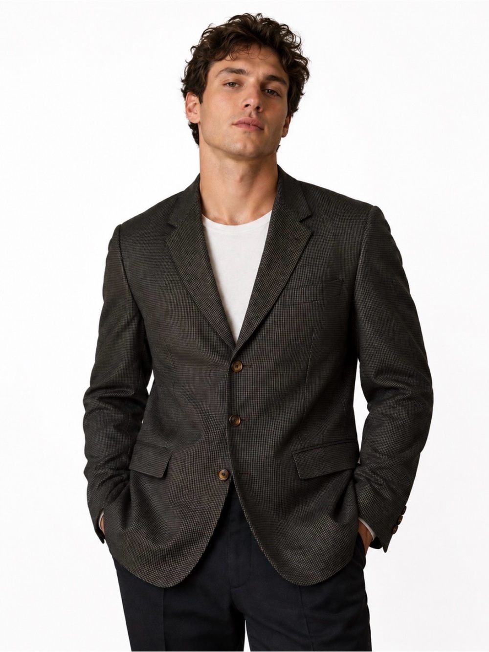 Oscar de la Renta Men's Charcoal Grey Blazer - Classic Tailored Suit Jacket 44L
